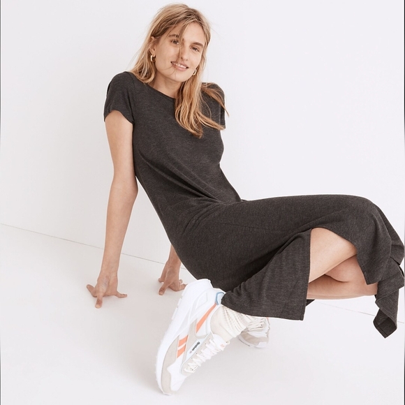 Madewell Relaxed Midi Tee Dress Grey Women's Small - Picture 4 of 11